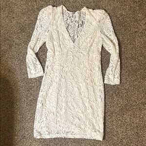 Free People Elegant White Lace Long Sleeve Dress